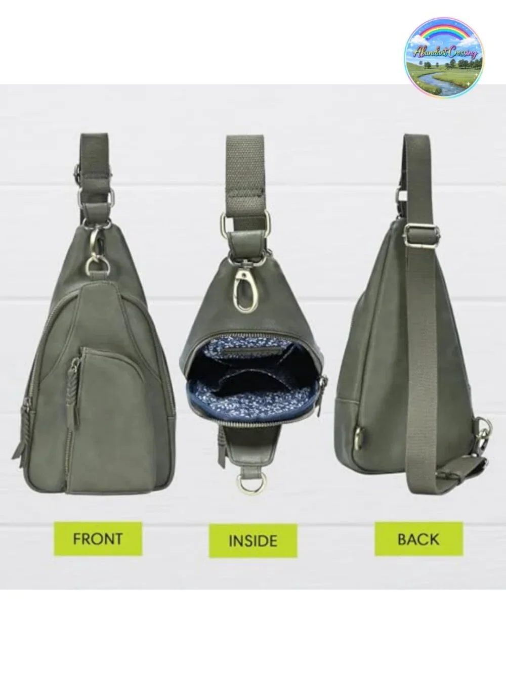 Vegan Leather Crossbody Sling Bag | Adjustable Strap Handbag